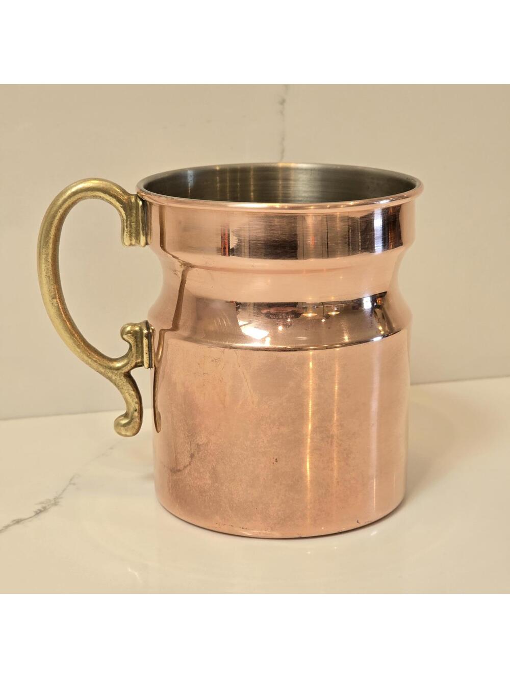 Vintage Copper Beer Stein/Small Pitcher with Brass Handle
